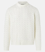 Suéter em Tricô com Textura Chevron Off White