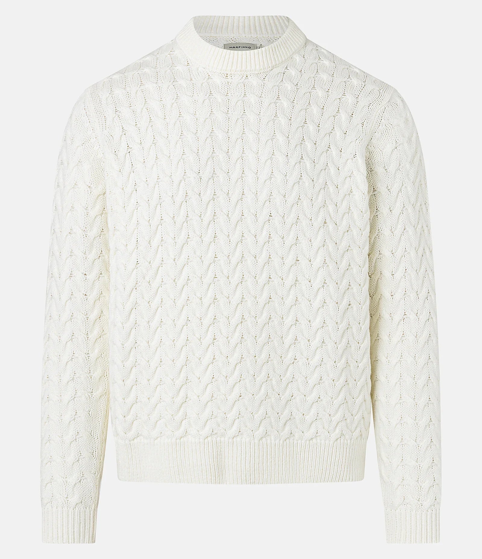 Suéter em Tricô com Textura Chevron Off White