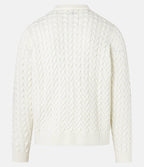 Suéter em Tricô com Textura Chevron Off White