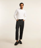 Suéter em Tricô com Textura Chevron Off White