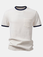 Camiseta Waffle Contrast com Bolso