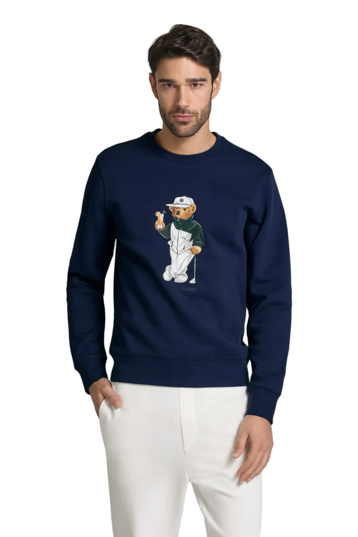 Suéter Polo Azul com estampa