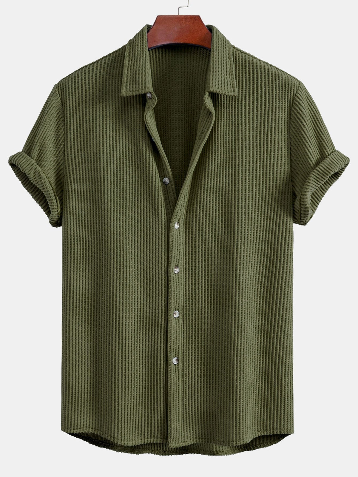Camisa de botão de waffle
