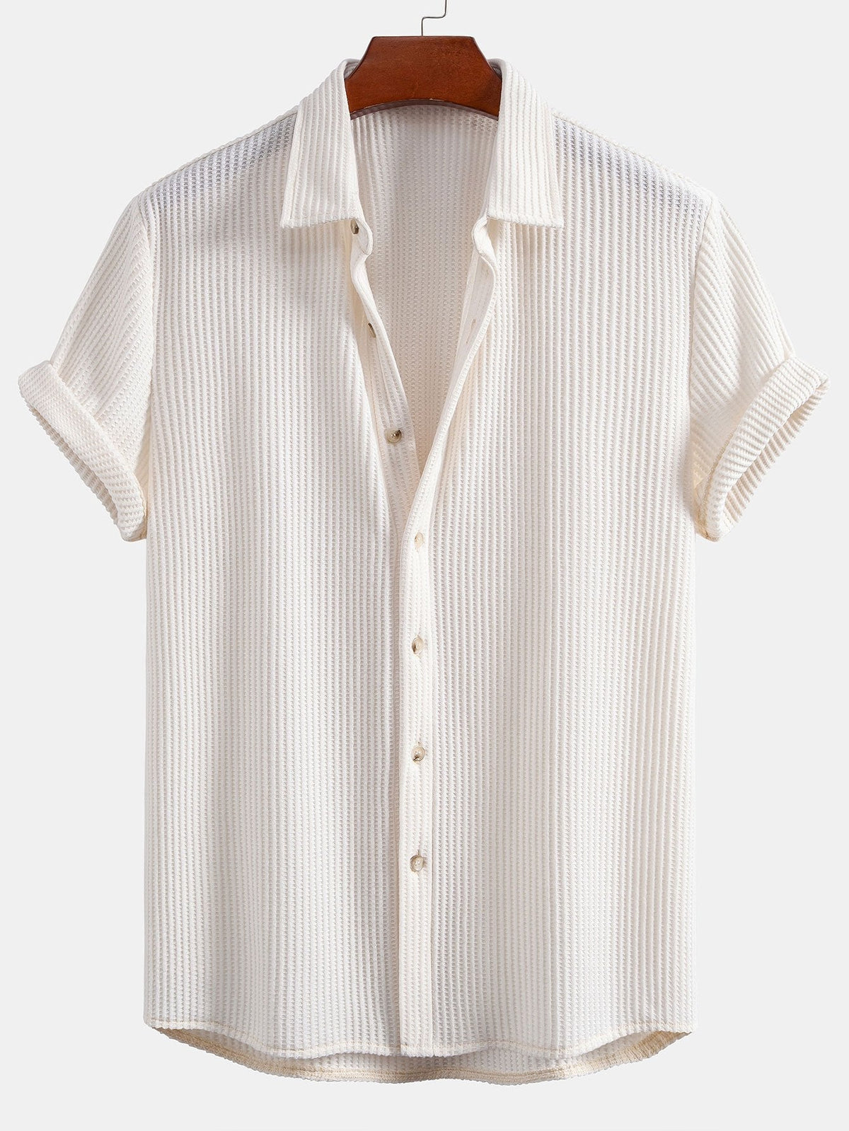 Camisa de botão de waffle